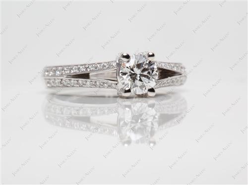 White Gold 0.57 Round cut Pave Diamond Engagement Ring