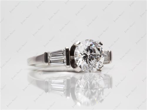 Platinum 1.52 Round cut Engagement Rings Side Stones