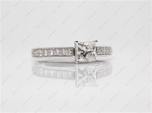 White Gold 0.73 Princess cut Micro Pave Engagement Rings