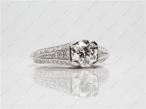 White Gold 1.01 Round cut Pave Rings