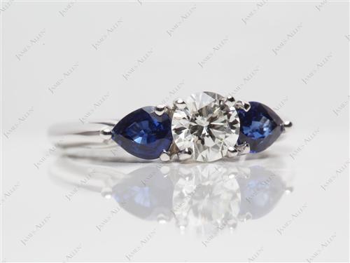 White Gold 0.57 Round cut Gemstone Wedding Rings