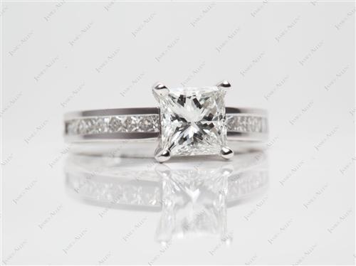 White Gold 1.50 Princess cut Channel Set Rings
