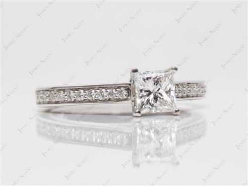 White Gold 0.58 Princess cut Pave Ring