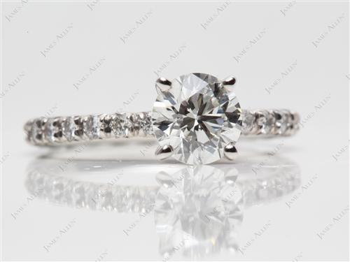 Platinum 1.05 Round cut Engagement Ring Micro Pave
