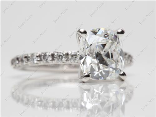 Platinum 2.03 Cushion cut Engagement Rings Pave