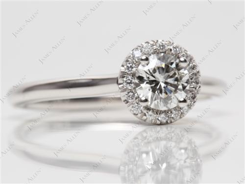 Platinum 0.52 Round cut Pave Diamond Engagement Ring