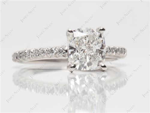 Platinum 1.61 Cushion cut Micro Pave Rings