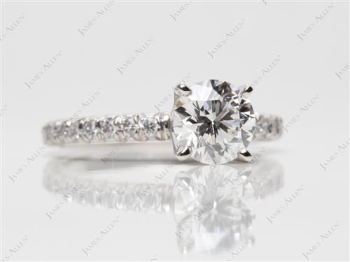 Platinum 0.80 Round cut Diamond Pave Ring