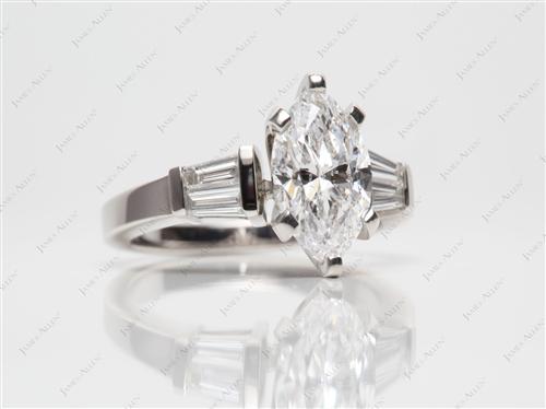 Platinum 2.08 Marquise cut Engagement Rings Side Stones