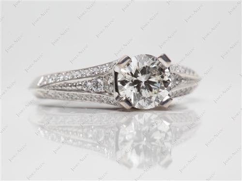 White Gold 1.01 Round cut Pave Rings