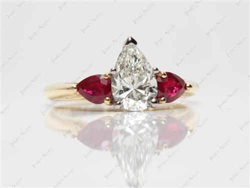 Gold 1.19 Pear shaped Emerald Rings