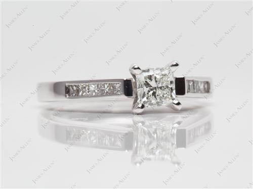 White Gold 0.50 Princess cut Channel Set Diamond Ring