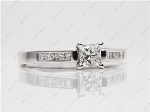 White Gold 0.51 Princess cut Channel Cut Ring