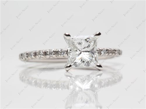 Platinum 1.01 Princess cut Diamond Pave Rings
