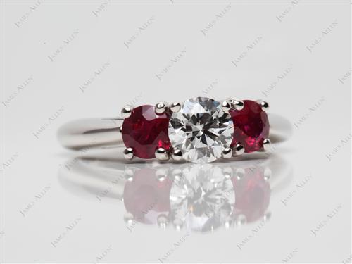 Platinum 0.61 Round cut Gemstone Engagement Rings