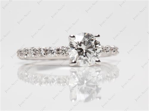 White Gold 0.90 Round cut Diamond Pave Ring