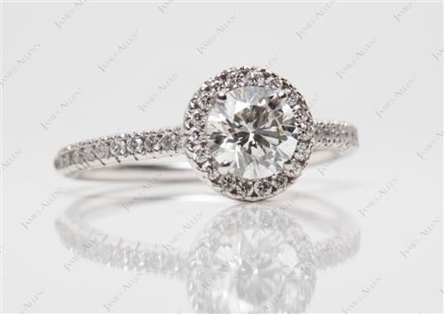 White Gold 0.71 Round cut Engagement Ring Micro Pave