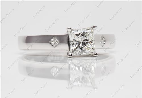 White Gold 0.92 Princess cut Solitaire Engagement Ring