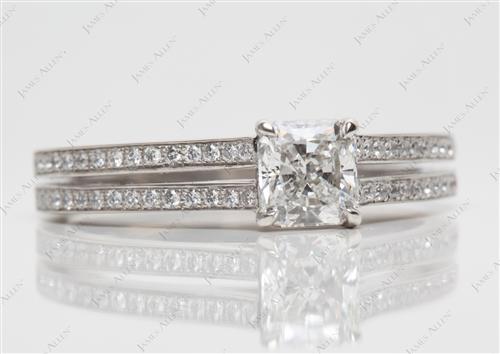 Platinum 1.02 Radiant cut Pave Diamond Engagement Rings