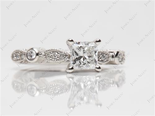 Platinum 0.64 Princess cut Engagement Ring With Sidestones