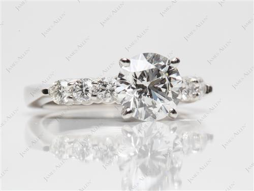 Platinum 1.51 Round cut Engagement Ring Settings With Side Stones