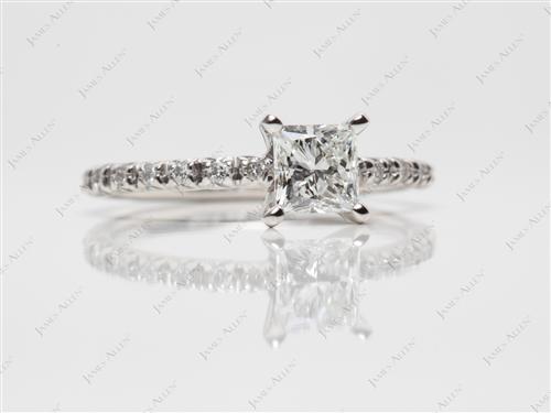 Platinum 0.62 Princess cut Diamond Wedding Rings