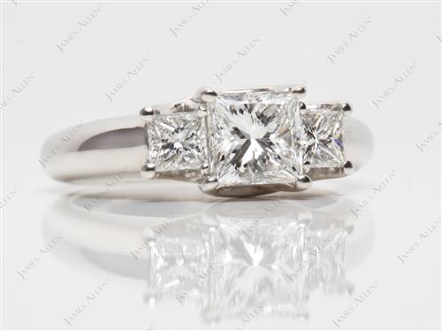 Platinum 1.20 Princess cut Three Stones
