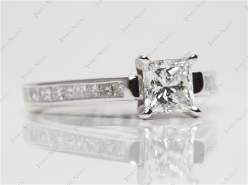 White Gold 0.70 Princess cut Channel Set Diamond Engagement Ring