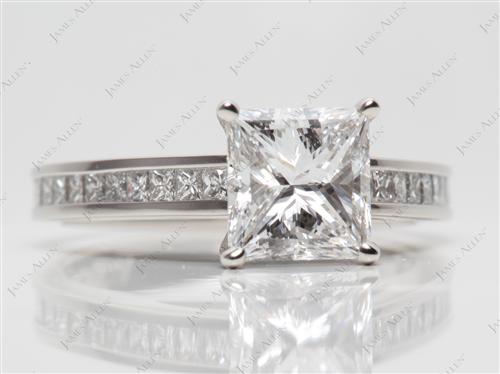 Platinum 1.70 Princess cut Channel Set Diamond Engagement Rings