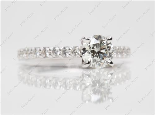 White Gold 0.79 Round cut Engagement Rings With Sidestones
