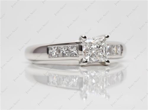 Platinum 0.80 Princess cut Channel Set Diamond Rings