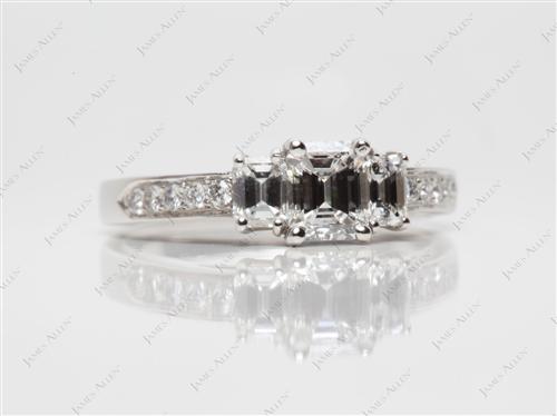 Platinum 0.61 Emerald cut Engagement Ring With Side Stones