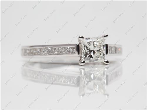 White Gold 0.84 Princess cut Channel Set Diamond Engagement Ring