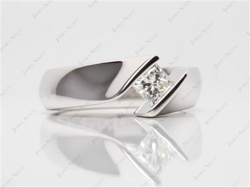 White Gold 0.54 Princess cut Tension Engagement Rings