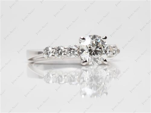 White Gold 1.10 Round cut Engagement Ring With Side Stones