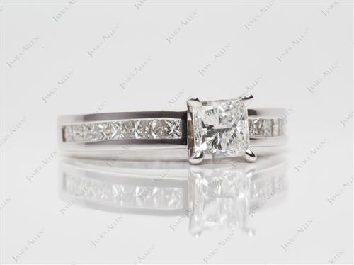 White Gold 0.74 Princess cut Diamond Channel Ring