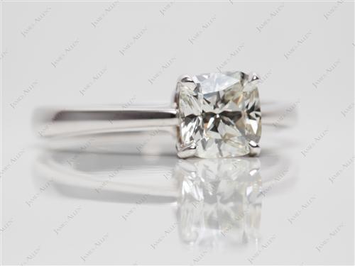 White Gold 1.11 Cushion cut Solitaire Diamond Rings