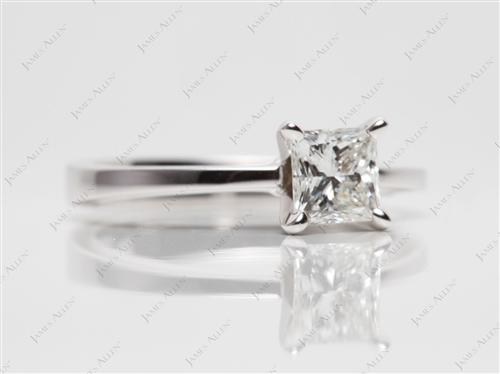 White Gold 0.70 Princess cut Engagement Rings