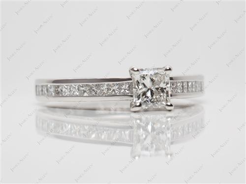 Platinum 0.75 Princess cut Channel Setting Engagement Rings