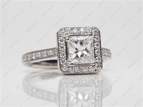 Platinum 1.05 Princess cut Pave Ring