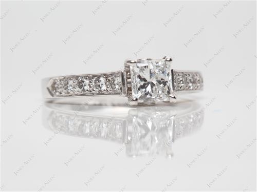 White Gold 0.91 Princess cut Engagement Rings
