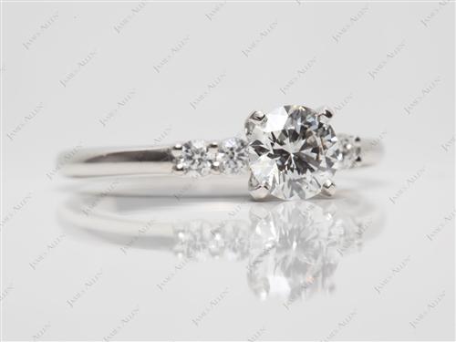 Platinum 0.72 Round cut Diamond Ring With Side Stones
