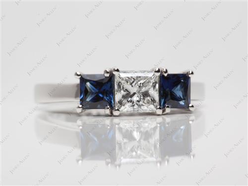 Platinum 0.71 Princess cut Ruby And Diamond Rings