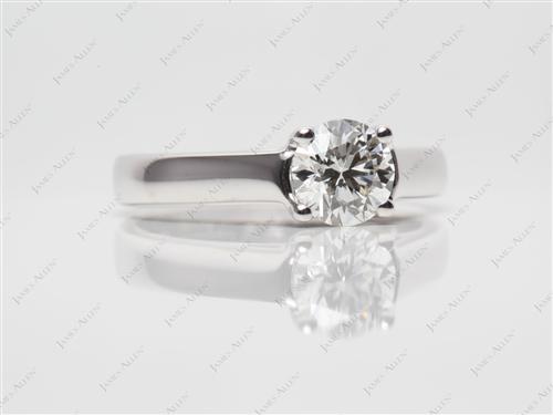 White Gold 0.75 Round cut Diamond Solitaire Ring Settings