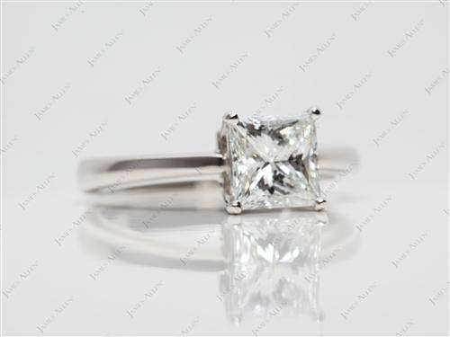 Platinum 1.08 Princess cut Solitaire Engagement Rings