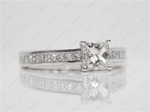 White Gold 0.71 Princess cut Channel Engagement Ring