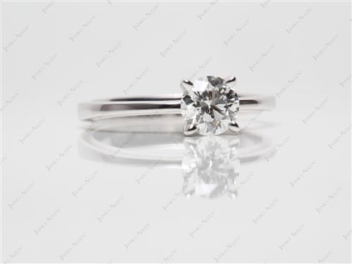 White Gold 0.74 Round cut Diamond Engagement Solitaire Rings