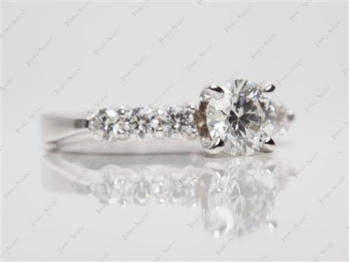 White Gold 0.81 Round cut Engagement Ring Settings With Side Stones