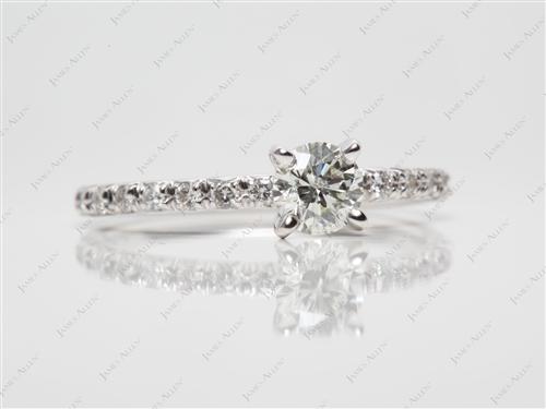 White Gold 0.58 Round cut Pave Diamond Engagement Ring
