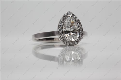 White Gold 1.13 Pear shaped Pave Diamond Ring